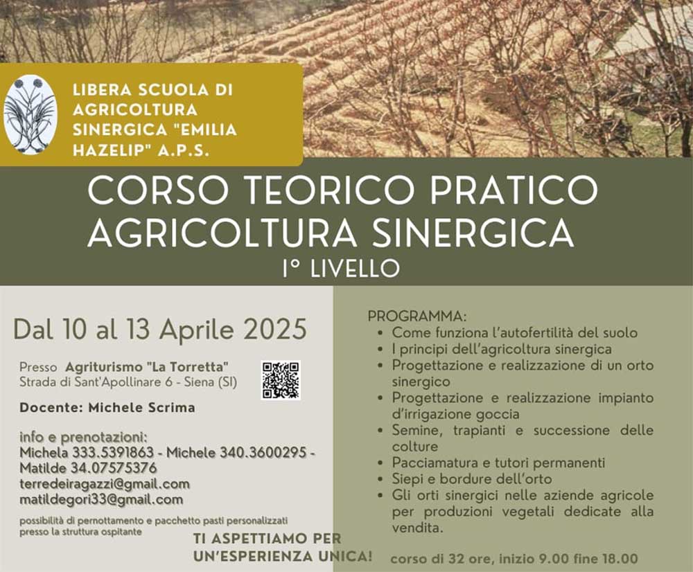 Agricoltura sinergica, corso a Siena 2025